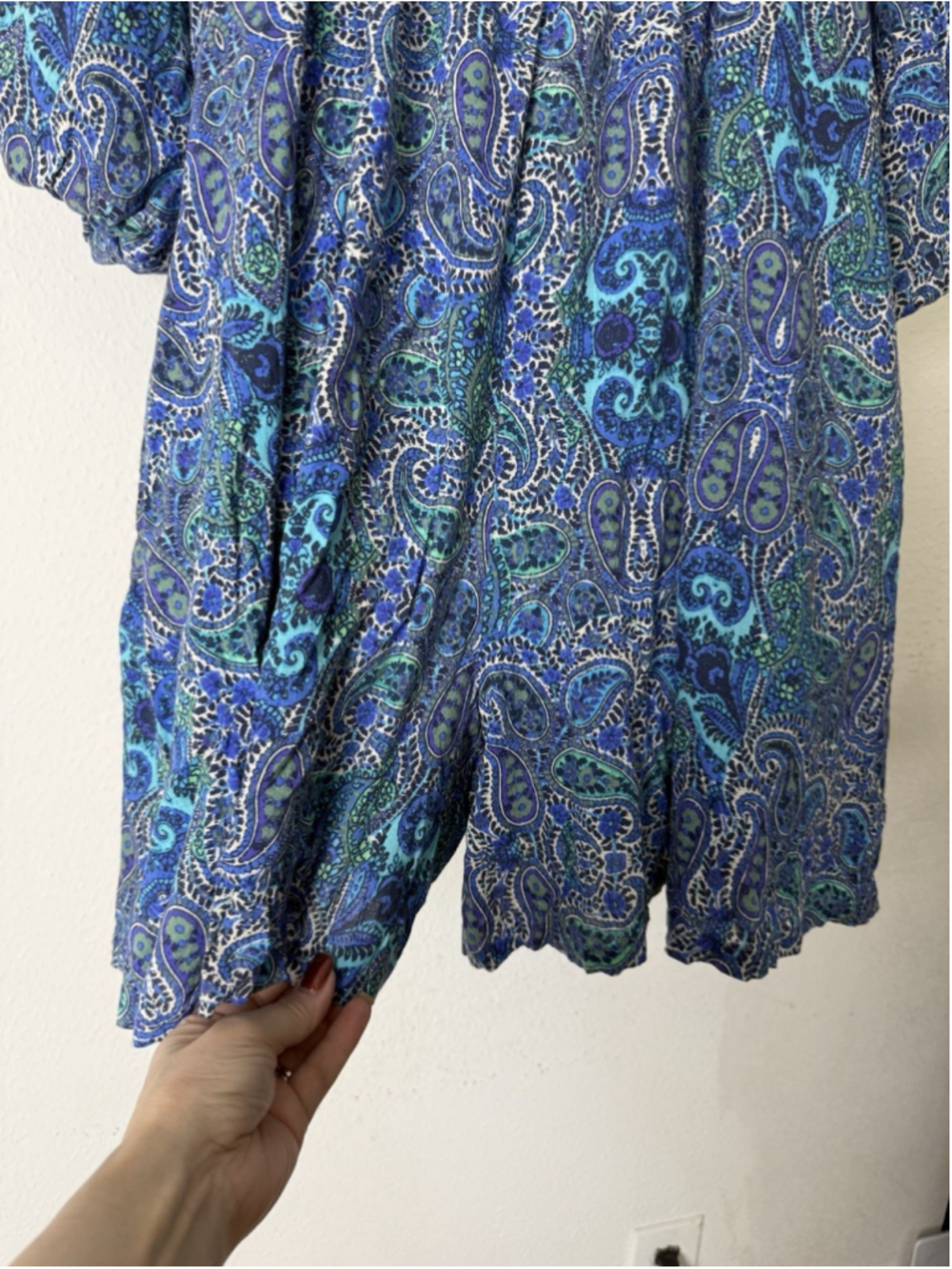 Anthropologie Lissa Paisley Boho Printed Shorts Romper Large Floral Peasant Lace - Picture 16 of 16